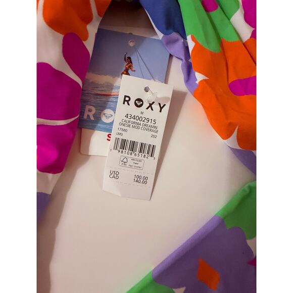 ROXY Floral Long Sleeve Swimsuit Set (2-Piece) Size M NWT Rashguard Boardshorts - Picture 5 of 6